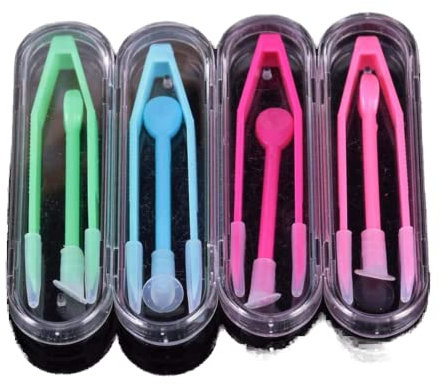6 Sets Travel Portable Contact Lens Stick Tool Case Set Lenses Tweezers and Suction Stick for Lens Inserter Remover(Random Color)