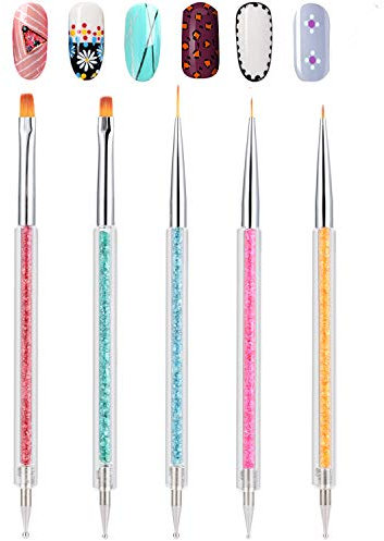 Lot de 5 pinceaux à ongles à double extrémité