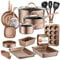 NutriChef 20 Piece Pots and Pans Set, Bakeware and Cookware Set, Induction Hob Pots Set w/Lids, Non Stick Set, Heat Safe Silicone Handles, Saucepan, Frying Pans, Muffin Tin/Cookie Tray, Utensil- Gold