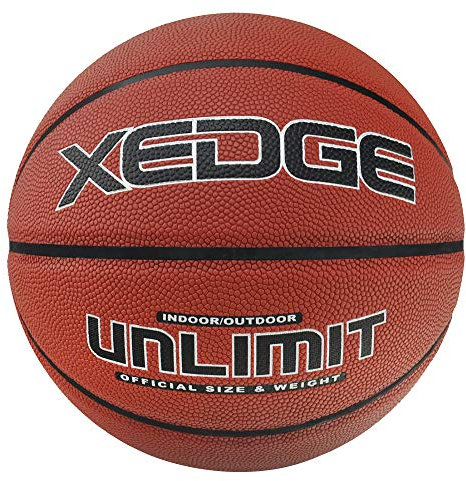 XEDGE Basketball Size 5/6/7 Composite Leather Street Basketball Indoor Outdoor Game Ball with Needle,Pump and Carry Bag (red, Size 6)