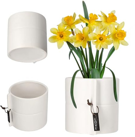 KADAX Pot de Fleurs en céramique, Ronde, Blanc, diamètre 13cm, pour Arbre de Dragon, Violette, pensées, Montage sur table, Intérieur