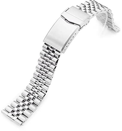 MiLTAT 20mm Schnellverschluss Uhrenarmband gerades Ende, Super-Jub II QR 316L Edelstahl gebürstet