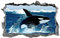 3D Look Wandtattoo Wand Durchbruch Wandbild Sticker Aufkleber Wandaufkleber, Orca,selbstklebend Schlafzimmer Wohnzimmer Kinderzimmer 80x120cm