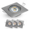 EMOS LED Einbaustrahler 230V, 5W / 450lm, 50° schwenkbar, Deckenspots warmweiß 3000k | Einbaustrahler LED Spot flach 68mm Lochmaß | Set mit 3 Stück LED Spots 230V, Einbauleuchten eckig (Farbe silber)