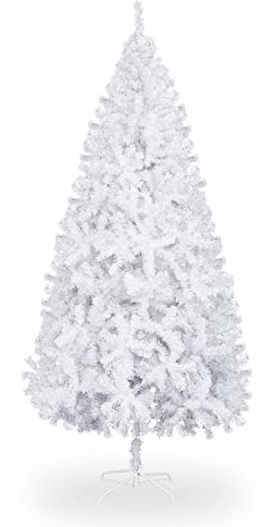 Bonnlo Unbeleuchteter künstlicher Weihnachtsbaum mit stabilen Metallbeinen, 1050 Spitzen, Zweig für drinnen und draußen, Weiß