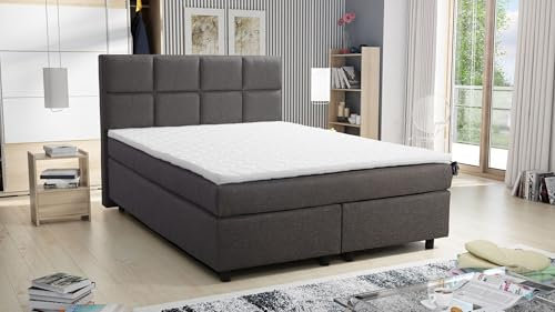 Kuechen-preisbombe Boxspringbett 140x200 Hotelbett Bonellfederkern Bett Topper Paxos 2 Tablet Grau