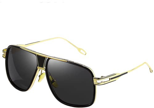 Johiux Retro Sonnenbrille Herren 80er Brille Vintage Piloten Sonnenbrillen,Mode Metallrahmen Herren- und Damenbrille Schwarz Neutrale Steampunk-Brille.