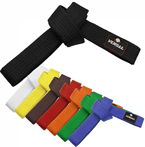 VERSAL Cinturón de karate de artes marciales, 100% algodón, cinturón de clasificación profesional para Judo, Bjj, Taekwondo, Jiu Jitsu de color (azul, 280 cm)