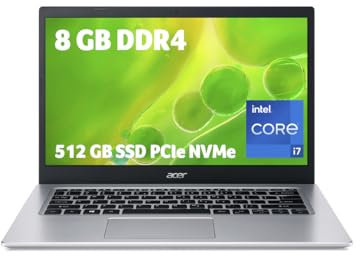 acer Laptop Aspire 5 14 HD Core i7 4 Core 8GB 512GB SSD | 1 anno di assicurazione antifurto | Copertura in alluminio | Garanzia in Italia
