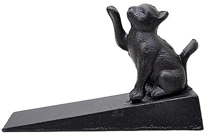 Ciieeo Cast Iron Cat Door Stop, Cute Cat Anti-Collision Wedge for Home Use, Safe Finger Protector for Door Home Office, 13.5cm