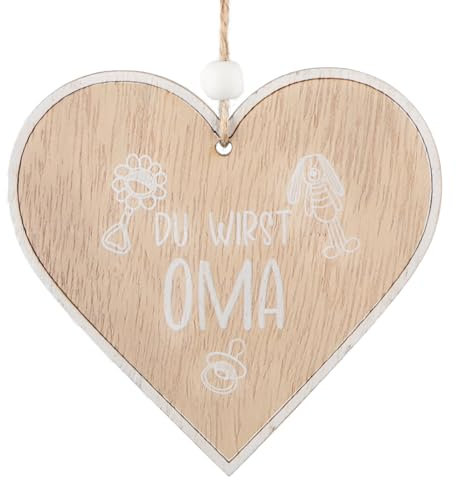 Logbuch-Verlag Du wirst Oma Holzherz Schwangerschaft verkünden Geschenk für Großeltern Baby Überraschung