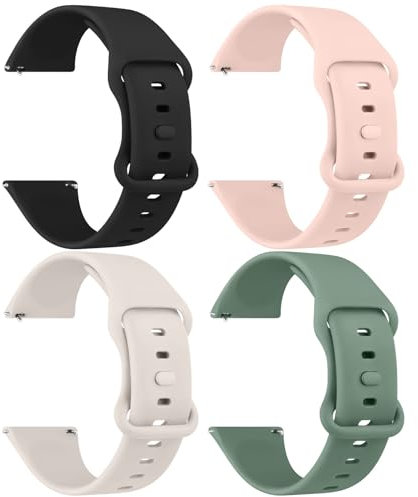 AK Pack 4 Bracelets de Montres Silicone avec Nouvelle Boucle 20mm 22mm, Remplacement Dégagement Rapide pour Femme Homme 20mm, 22mm (22mm, Avocat/Noir/Rose/Starlight)