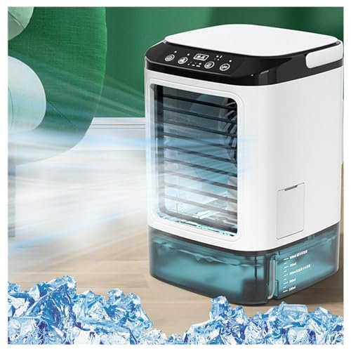 Climatiseur Mobile Avec Glacière, Réservoir D'eau 900ml,3 en 1 Ventilateur Climatiseur Silencieux 3 Vitesses de Vent et 7 Lumières LED Climatisuer Pour La Maison Et Le Bureau