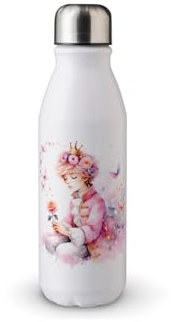 MAXIKIWI Einwandige Wasserflasche mit Schraubverschluss, nicht isoliert, leichtes Aluminium, BPA-frei, auslaufsicher, Märchenprinzessin, 1-500 ml