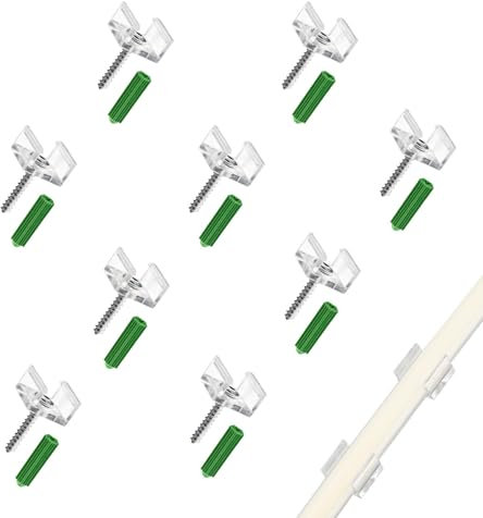 BENLUN 40 clip per strisce LED, 40 pezzi, viti e tasselli per cartongesso, 2 tappi in silicone, per strisce LED COB da 10 mm x 6 mm