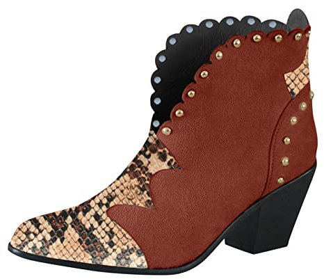 Stivali camoscio Donna Stivaletti Donna con Tacco Stivali Texani Donna Marroni Stivali Motocross Stivali Donna con Tacco Coperto Stivali Estivi Donna Vera Pelle Stivaletti Bassi Donna Texani