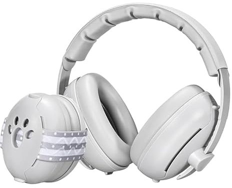 auvstar 2in1 Casque Anti bruit bebe Voyage, Casque Anti Bruit Bébés et Enfant, Réglable et Confortable Casque Anti Bruit Baby Ear Defenders & Protecteurs, Casque Protection Auditive Bebe (Gris2)
