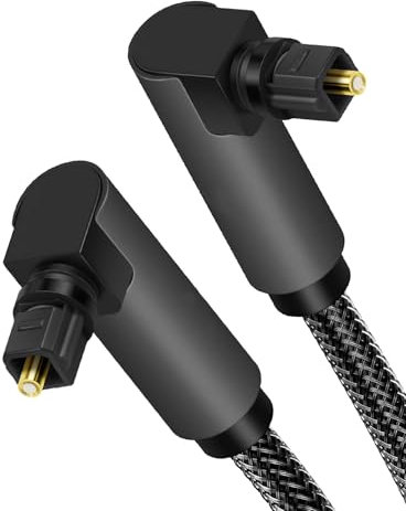 Optical Audio Cable 1M 90° Right Optical Audio Cable Swivel Adjustable Toslink Optical Cable for Wall-Mounted Soundbar, Fibre Optic Cord with Home Cinema, S/PDIF, PS4, Xbox, Stereo System, Black