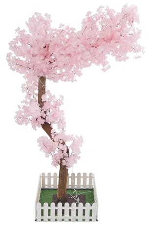 YISSALE Künstlicher Kirschbaum,Künstliche Kirschblütenbäume mit LED Lichtern,Weinender Kirschbaum Hoch160cm, für Veranden, Balkone, Terrassen, Gärten, Einkaufszentren