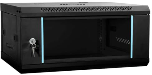 vidaXL Network Cabinet with Storage Black 60 x 35 x 28 cm Steel, Office Storage Solutions, Durable Equipment Cabinet, Wall-Mounted Technology, Industrial Server, Electronics Organizer