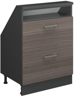 Vicco Mobile cucina sottotetto R-Line, Grigio nobile/antracite, 60 cm con 2 cassetti