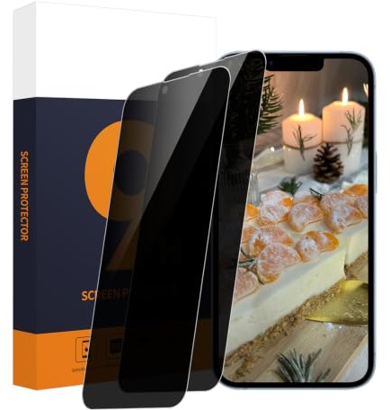 Carantee Privacy Screen Protector for iPhone 14/13/13 Pro [2 Pack 6.1] | 9H Hardness, Sensitive Touch, 45°Anti Spy, Bubble Free, Case Friendly, 0.33mm HD iPhone 14/13/13 Pro Tempered Glass Film
