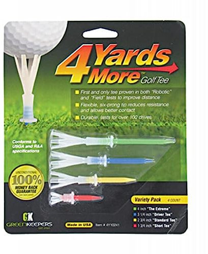 Green Keepers 4 Yards More Golf Tee - Variety Pack of 4 Tee's