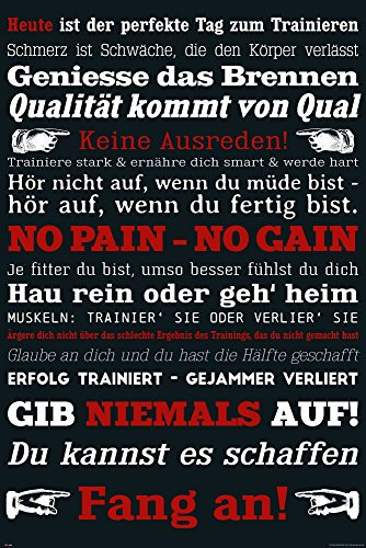 Motivational - Gym Training - Keine Ausreden! Schwarz - Motivations Poster Plakat Druck - Größe cm