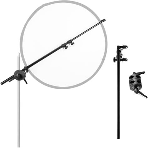 Photography Reflector Holder Arm with Double Grip Clamp, 25-68 Extendable Boom Arm for Light Reflector Light Stand Tripod Photo Video Studio Shooting