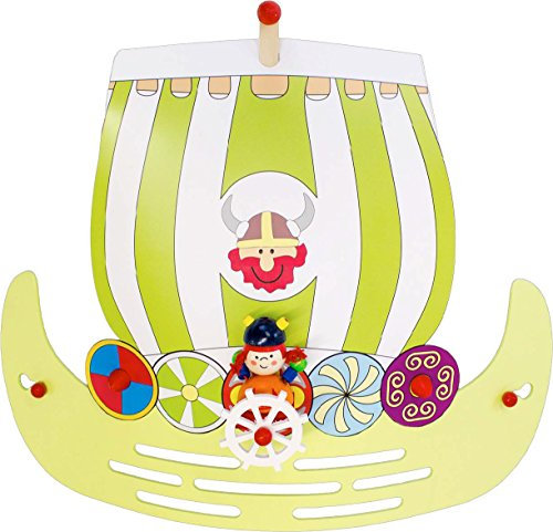 Elobra Kinderlampe Wandleuchte Wikingerschiff, Kinderzimmer, Holz, lindgrün, A++