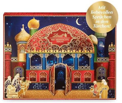 Lindt Schokolade 1001 Weihnachts-Traum Adventskalender 2024 | 281 g | verschiedene Pralinen- und Milchschokoladen-Überraschungen | Schokolade für die Weihnachtszeit | Schokoladen-Geschenk