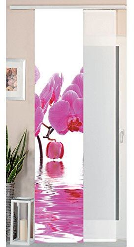 Gardinenbox Panneau Coulissant Aspect Soie Sauvage et Voilage, Polyester, Orchidée Rose, 245 x 45 cm