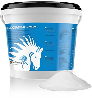 PharmaHorse Glucosamin & MSM | ausgewogene Mischung | 100% dopingfrei | Humanqualität | 100% frei von Zuckerzusätzen | 1000 Gramm