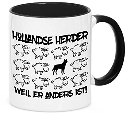 siviwonder Tasse Black Sheep - HOLLANDSE Herder Schäferhund - Hunde Fun Schaf für Kaffeetrinker Hundebesitzer Büro lustige Tasse Becher für Hunde Fans Geschenkidee für Freunde Familie