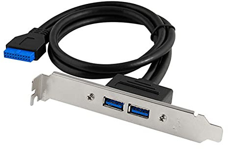 Q21 USB 3.0 Slot Blende – 20pin auf 2X USB 3.0 A Buchse Adapter mit 50cm Kabel – Direkte Verbindung zum Motherboard für Erweiterung