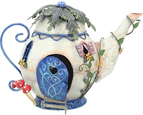 Brown & Ginger The Secret Garden Fairy Ornaments Hand Painted Miniature Metal Garden Decorations (Teapot House)