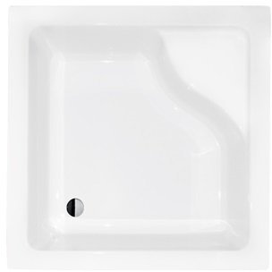 VBChome Acryl-Duschwanne mit Sitz Quadrat 80x80 cm ohne Schürze tief + Ablaufgarnitur fi50 befliesbar