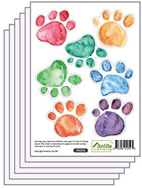 42 Pcs Colorful Hand Painted Dog Paw Stickers Prints for Wall, Floor Decals, Classroom Home Party Decoration, Home Kid's Room Creative Wallpaper Mural Art Decorations