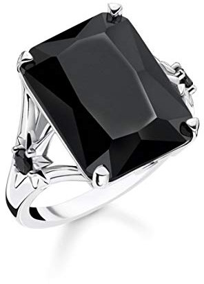 Thomas Sabo Damen-Ring Stein Schwarz groß mit Stern 925 Sterlingsilber TR2261-641-11-54