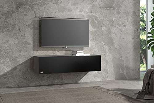 Wuun® TV Lowboard TV Board hängend I 100cm-280cm I Hängeschrank Wohnwand/Somero I Schwarz-Matt I 120cm