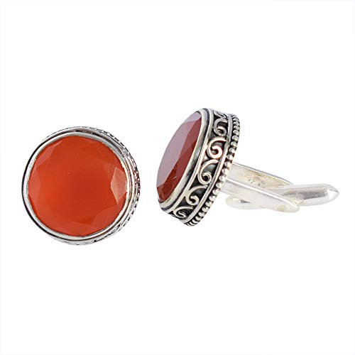 Manschettenknöpfe mit orangefarbenem Karneol-Edelstein, massives 925er Sterlingsilber, handgefertigt, Herrenschmuck, Jahrestagsgeschenk, -3931