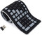 FEGER Clavier Bluetooth Ultra-Mince, Pliable, étanche et Anti-poussière en Silicone Souple, 107 Touches Avec Pavé Numérique, Alimenté Par 2 Piles AAA, Noir