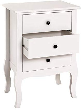 Haku Boxspringbett Nachttisch Beistelltisch Nachtkästchen Massivholz weiß 70x48x34