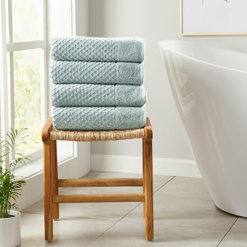 Great Bay Home Blaue Badetücher, 100 % Baumwolle, 4er-Pack, 137 x 68 cm, Badetuch-Set – saugfähige, langlebige, schnell trocknende Handtücher für Badezimmer (Pastellblau)