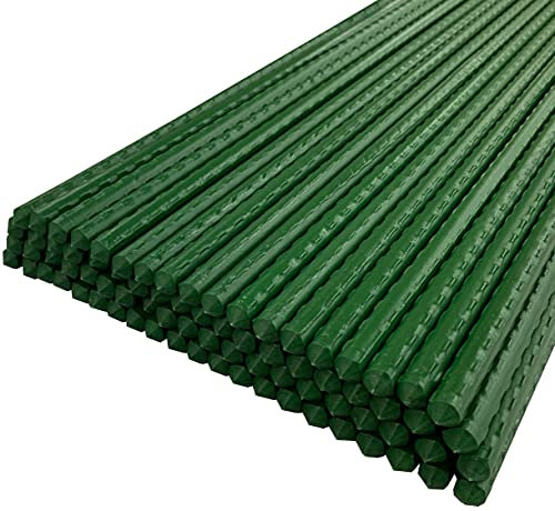 Pack of 80 Plastic Coated Metal Garden Plant Support Sticks (140cm)