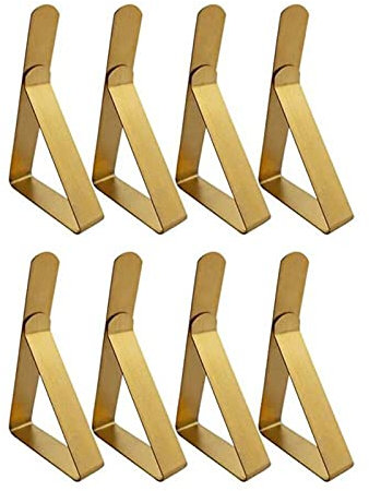 Tischdeckenklammern, Edelstahl Tischtuchklammern Metall Tischklammern Tischdecken Clips für Küche, Picknick Party Hochzeit, 8 Stück, Gold