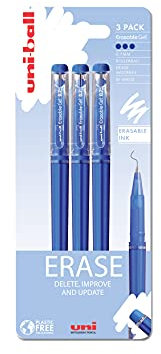 uni-ball On Point Tintenroller, radierbar, Blau, 3 Stück