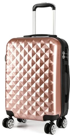 Kono 20 Hand Luggage Lightweight Hard Shell PC and ABS Suitcase 4 Spinner Wheels 360 Degree Rolling Cabin (Small, Nude)