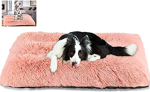 Plüsch HundeBett Hundesofa, Orthopäisches Waschbare Hundebetten, für Kleine Mittlere Große Hunde, rutschfest Weiches Hundekorb Hundekörbchen- Pink|| L (78×55×12cm)