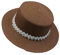 JK Home Pliable Chapeau de Soleil Femme Panama en Paille Capeline Large Bord avec Ruban Mariage Plage Marron